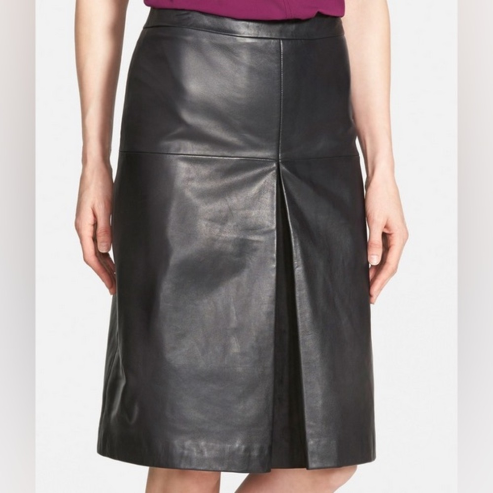 Halogen Genuine Leather & Suede A-Line Skirt Black